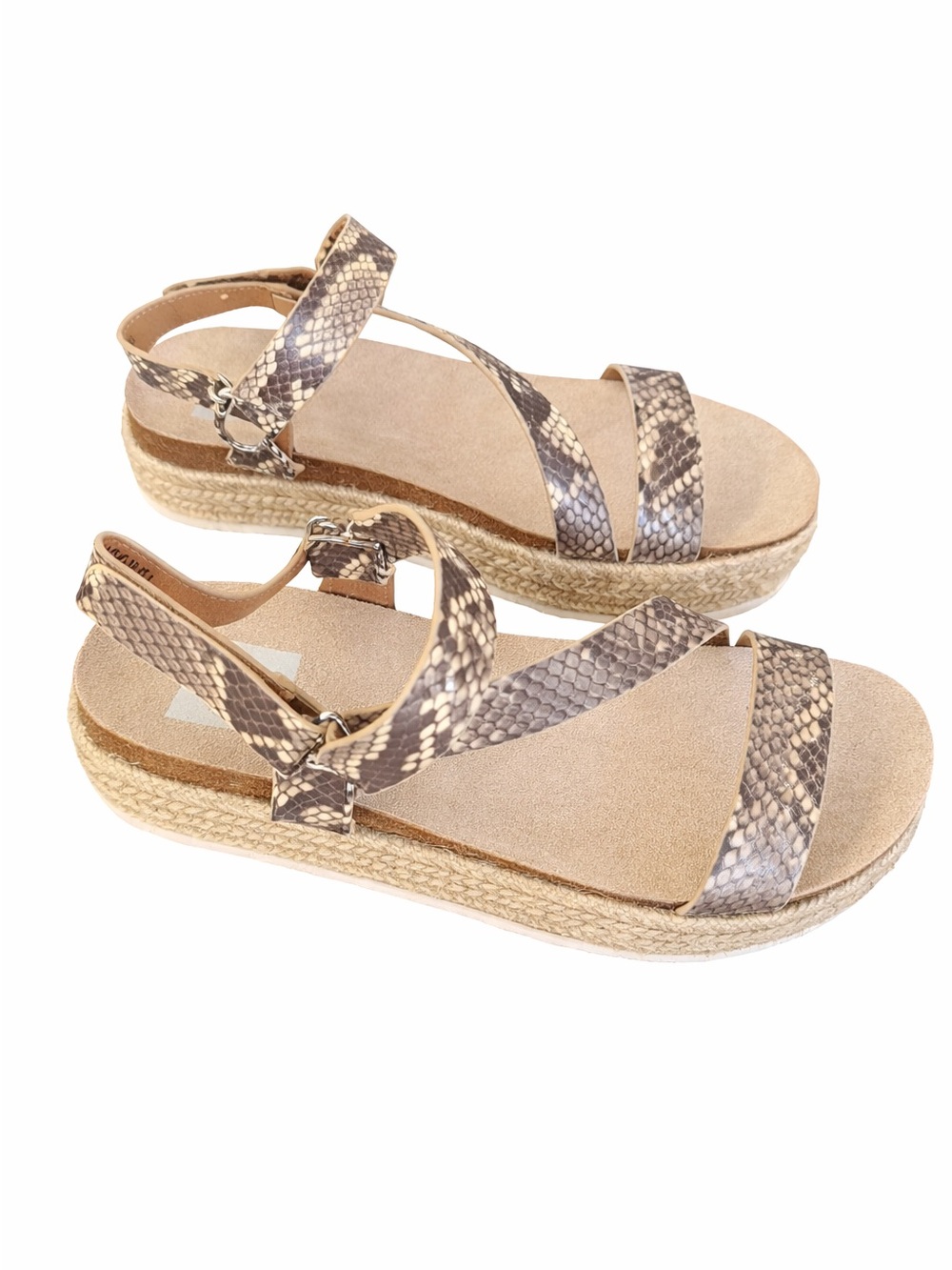 Dolce Vita Womans Snake-Print Espadrille Sandals - Beige